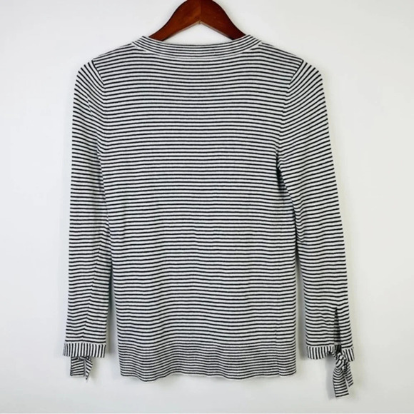 LOFT Wool Blend Striped Tie Cuff Sweater Top - Picture 5 of 7